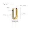 Boucles d'oreilles Huggies Rectangulaires Brillantes en Zircon Plaqué Or Bijoux Boucles d'oreilles en Acier Inoxydable pour Cadeau de Saint-Valentin
