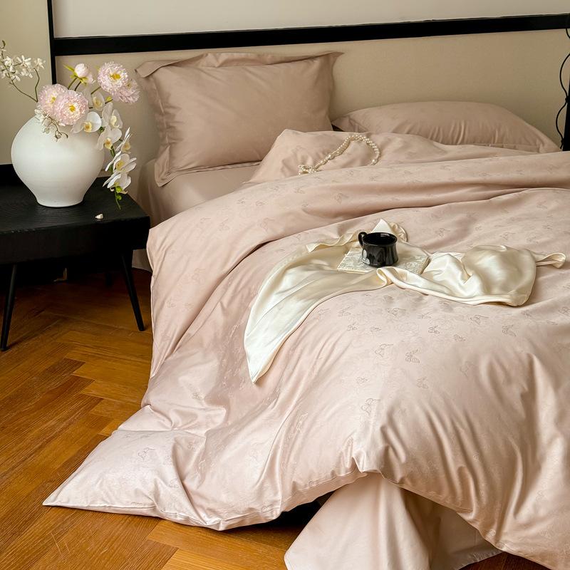 100 Long-Staple Cotton 4Pcs Set, High-End Jacquard Embroidery Bedding 4Pcs Set