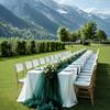 Tüllstoff Himmelblau Transparent Tischläufer Stuhl Schleifen Hintergrund Vorhänge für Babyparty Geburtstag Hochzeit für Party Fotos Dekoration