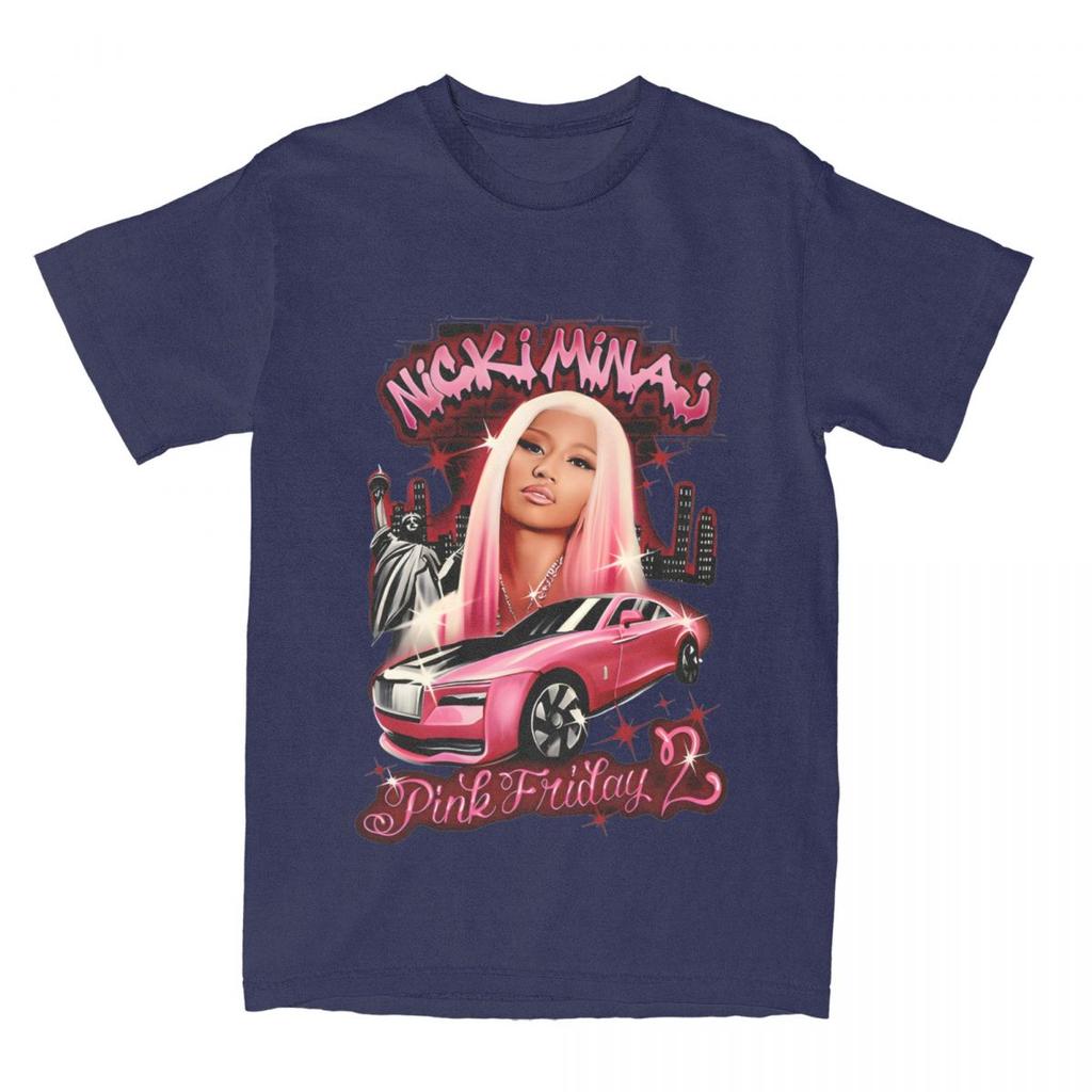 Novelty Nicki Minaj Pink Friday 2 Tour T-Shirts for Men Crew Neck Pure Cotton T Shirt Short Sleeve Tee Shirt Printed Clothes