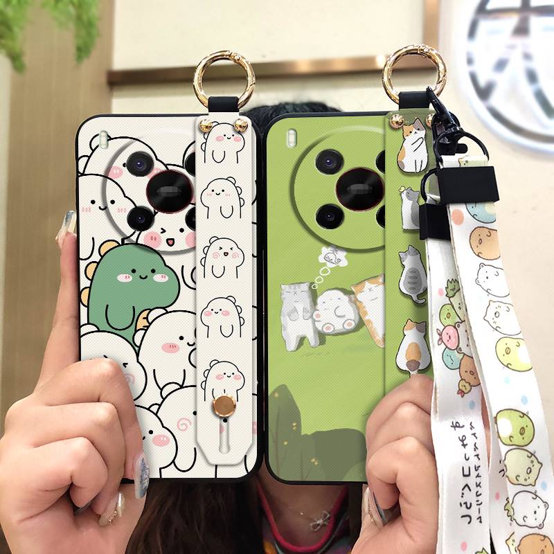 Silikonowe etui na telefon z smyczą dla ZTE Blade V70 Max/Nubia V70 Max Pyłoszczelny pasek na nadgarstek Podstawka Odporny na uderzenia Tylny pokrowiec