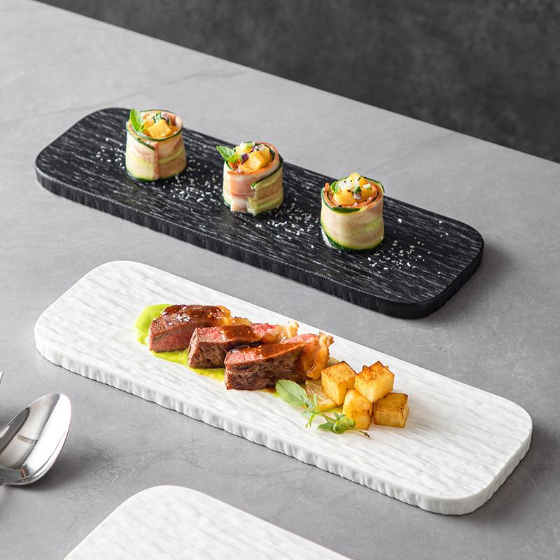 Vassoi Lunghi per Sushi in Melamina Riutilizzabili Superficie Testurizzata Resistenti alla Rottura Per Ristoranti Giapponesi Feste Sushi a Casa