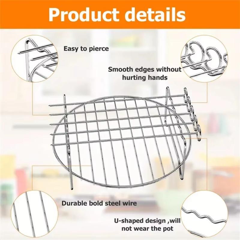 Friteuză de aer din oțel inoxidabil tavă de gătit și raft de gătit la abur instrumente pentru friteuză de aer grătar grătar oală de copt accesorii instrumente de gătit