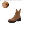 Fashion 2024 New Winter Women Shoes Platform Boots Fashion Women Boots Round Toe Chunky Heel Boots Women Solid Women Shoes Leather Shoes