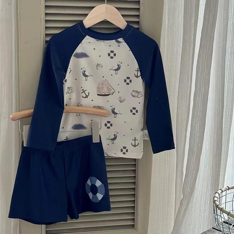 

2024 Korean Style Kids Summer Swimsuit - Simple, Casual, Quick-Drying Sun Protection for Beach & Hot Springs. 130