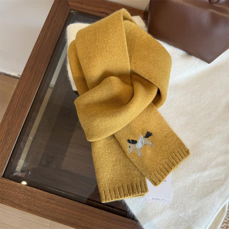 New Year's Anchor Red Woolen Scarf Women's Autumn and Winter High Quality Thick Warm Knitted Scarf Christmas Gift