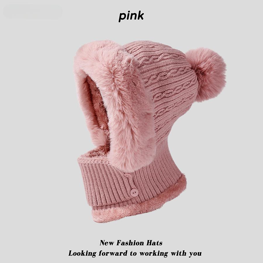 Winter Striped Women's Knitted Hat Scarf Warm Ear Protection Hat