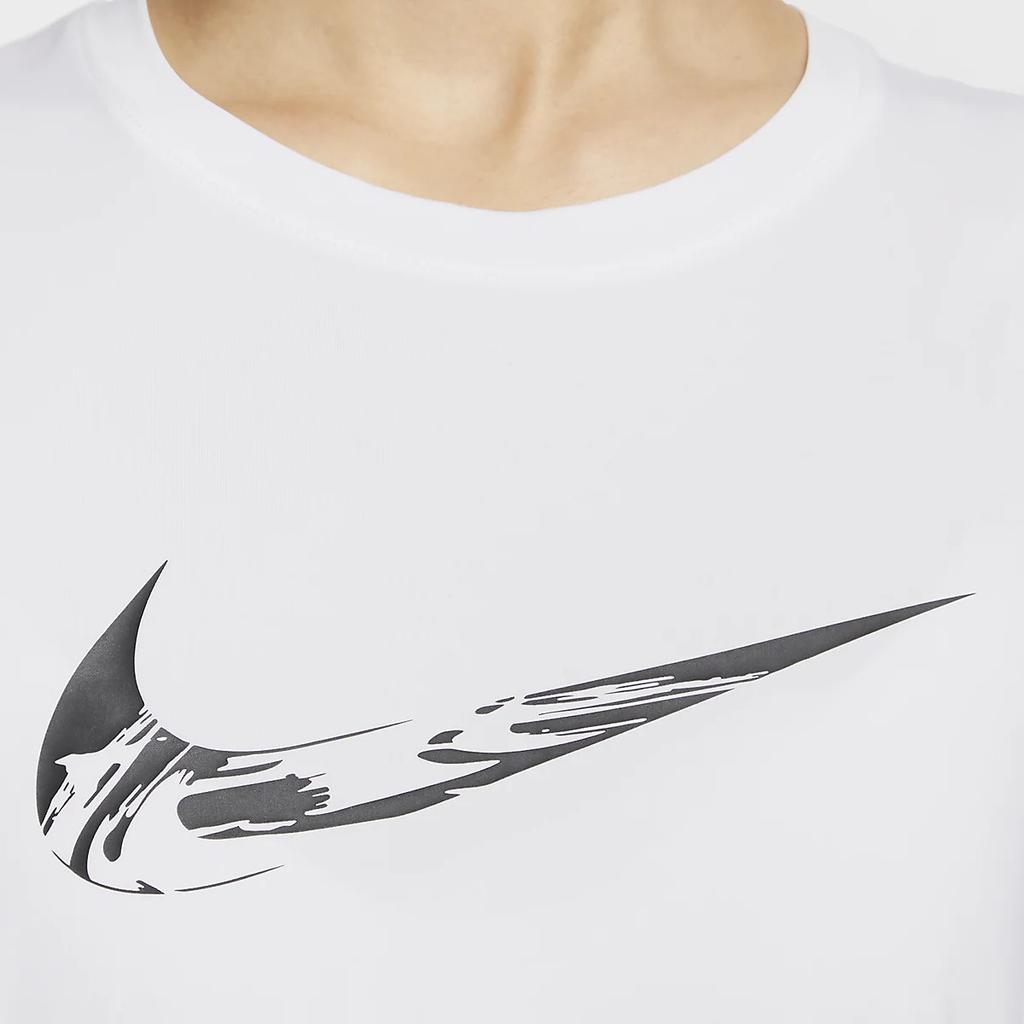 Nike Dri-Fit Swoosh Logo Outdoor Casual Sports Short Sleeve T-Shirt Women T-Shirt White FV6374-100