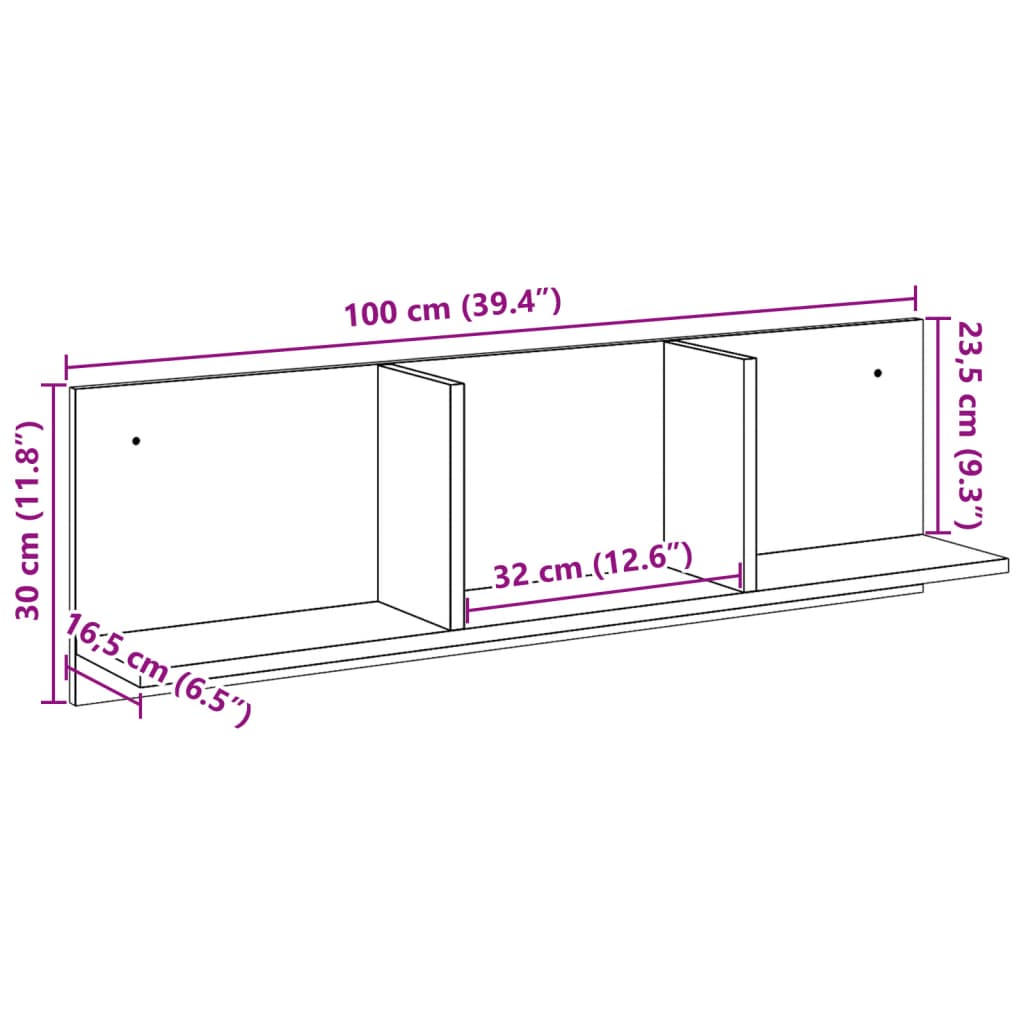 Wall Cabinet 100 x 16.5 x 30 cm Sonoma Oak Particleboard
