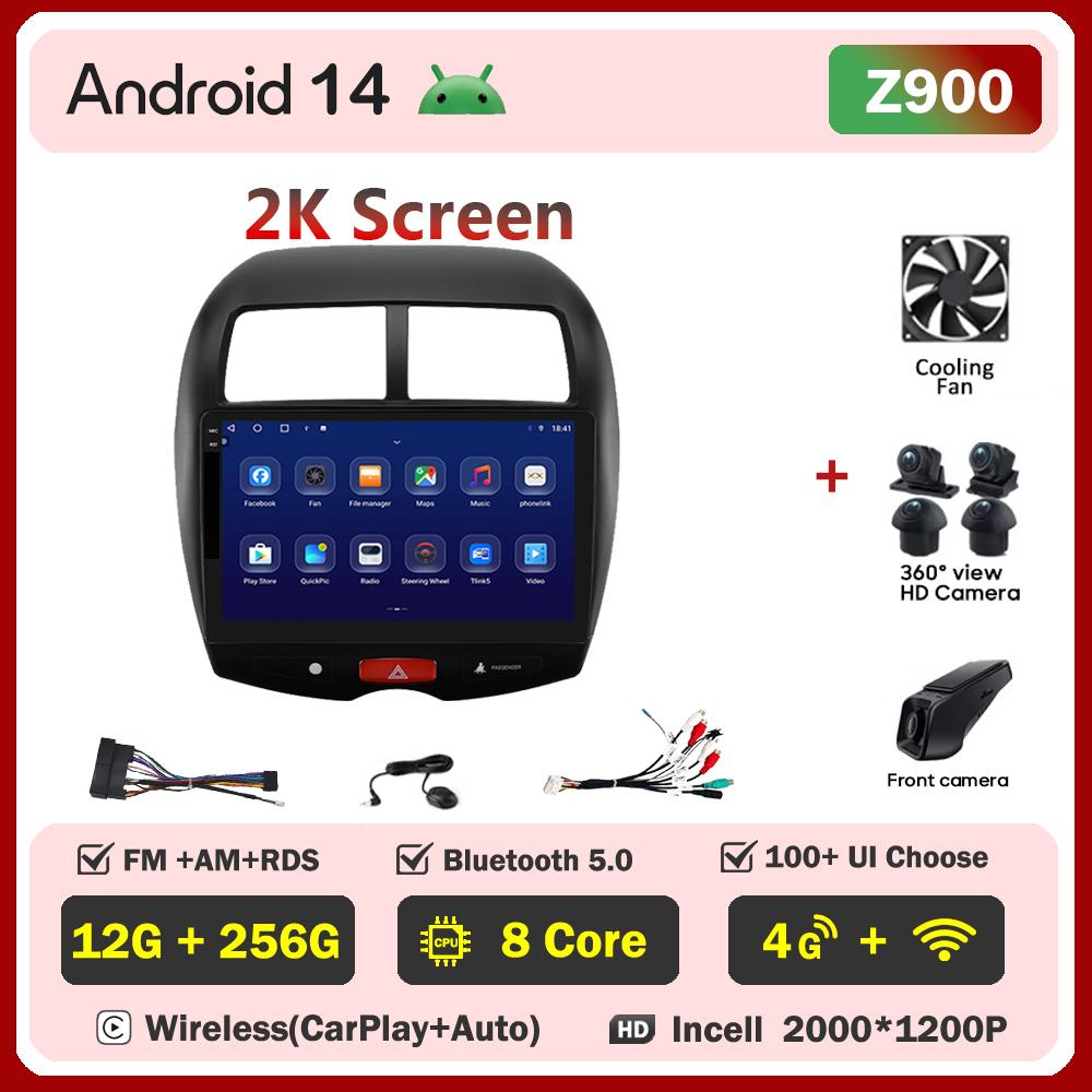 Android 14 For Mitsubishi ASX 1 2010-2018 Car Radio Player Car Intelligent Systems Touch Screen GPS Navigation Mirror Link Wifi