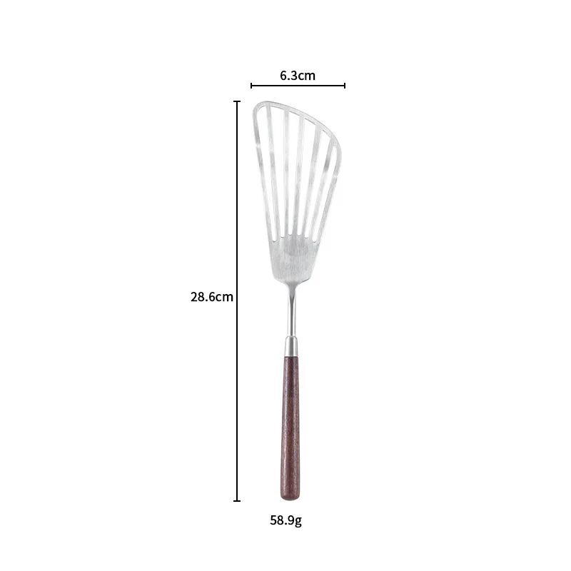 Thickened Household Pizza Cake Spatula Butterfly Porridge Spoon 304 Stainless Steel Walnut Soup Shell Dry Rice Kitchen Item Bar