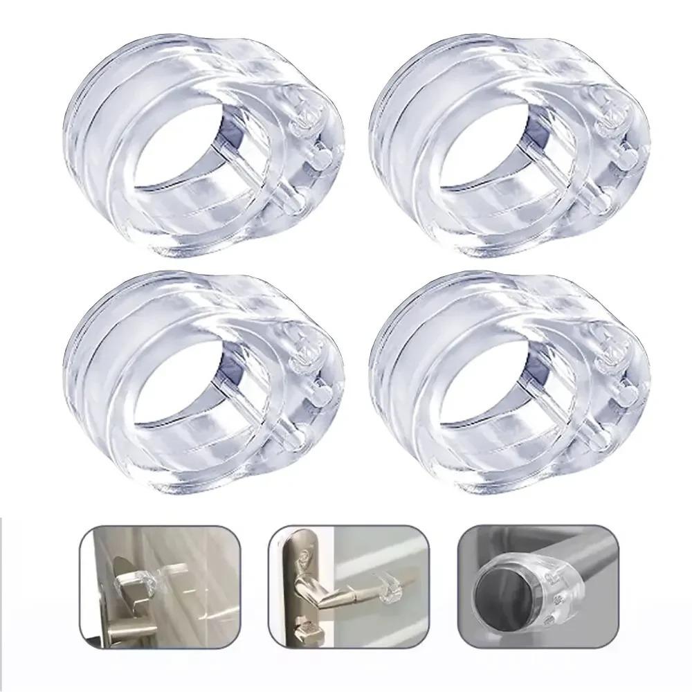 4PCS Clear Door Knob Protector Cover Mute Transparent Handle Bumper Anti Collision Wall Protection Cushion Home Improvement