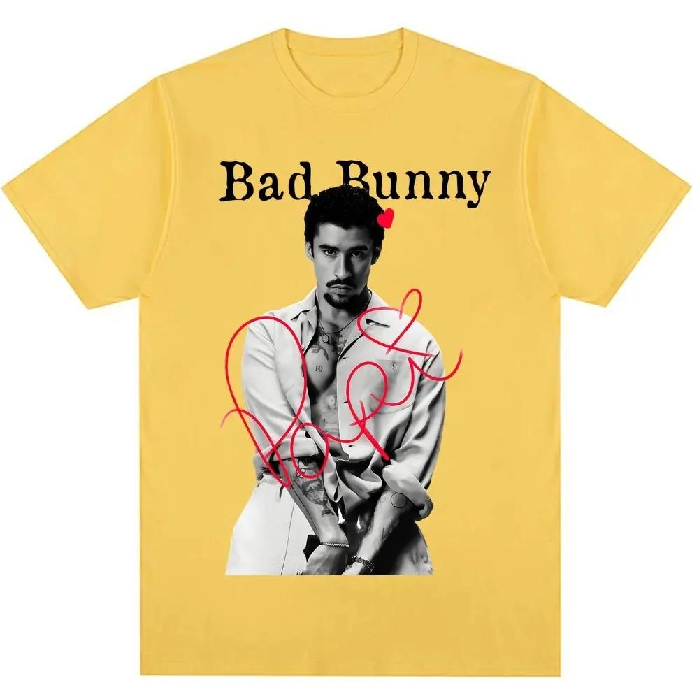 

Trendy Stylish Bad Bunny Monochrome Portrait with Red Signature Black Cotton Unisex Casual Graphic Women And Men T-shirt XXXL