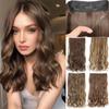 22inches Women's Natural Synthetic High Temperature Resistant Wave Clipless Long Hair Extension Invisible Fishing Line Wig Piece