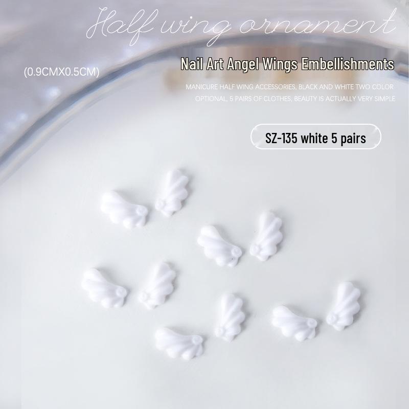 Angel Wings Fairy Resin Nail Art Stickers - 10pcs Press-On Nail Decorations