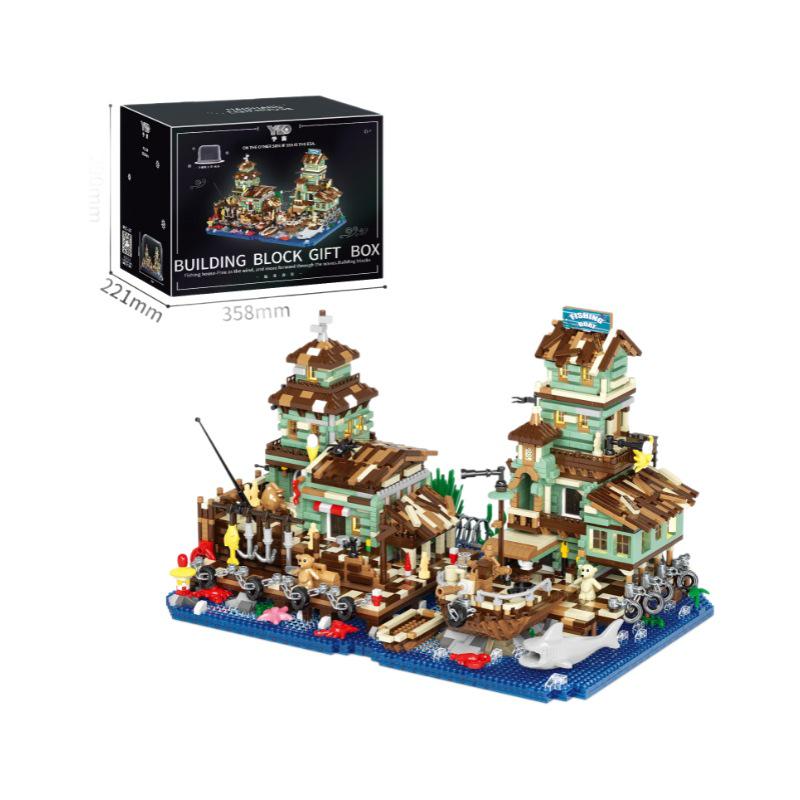 Seaside Boathouse Reconnaissance Nautical Fishing House Building Blocks, Compatible with Lego, Educational Toy & Gift