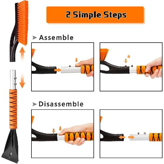 27" Schneebürste und Eiskratzer für Auto-Windschutzscheiben, Autozubehör für Männer Abnehmbare Schnee-Eiskratzer mit ergonomischem Schaumstoffgriff für Autos, LKW, SUVs