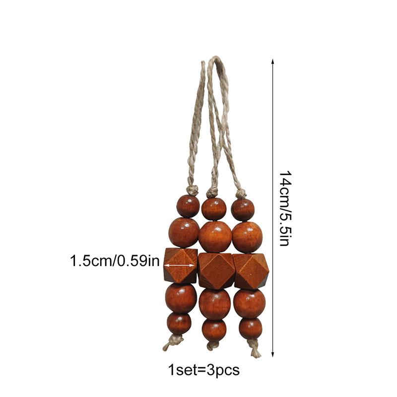 1Set Ornament Party Decoration Hanging DIY With Wood Beads Heart Jute Rope Tassel Craft Christmas Tree Heart Shape