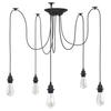 Hanging Lamp With 5 E27 Bulb Holders Black Metal