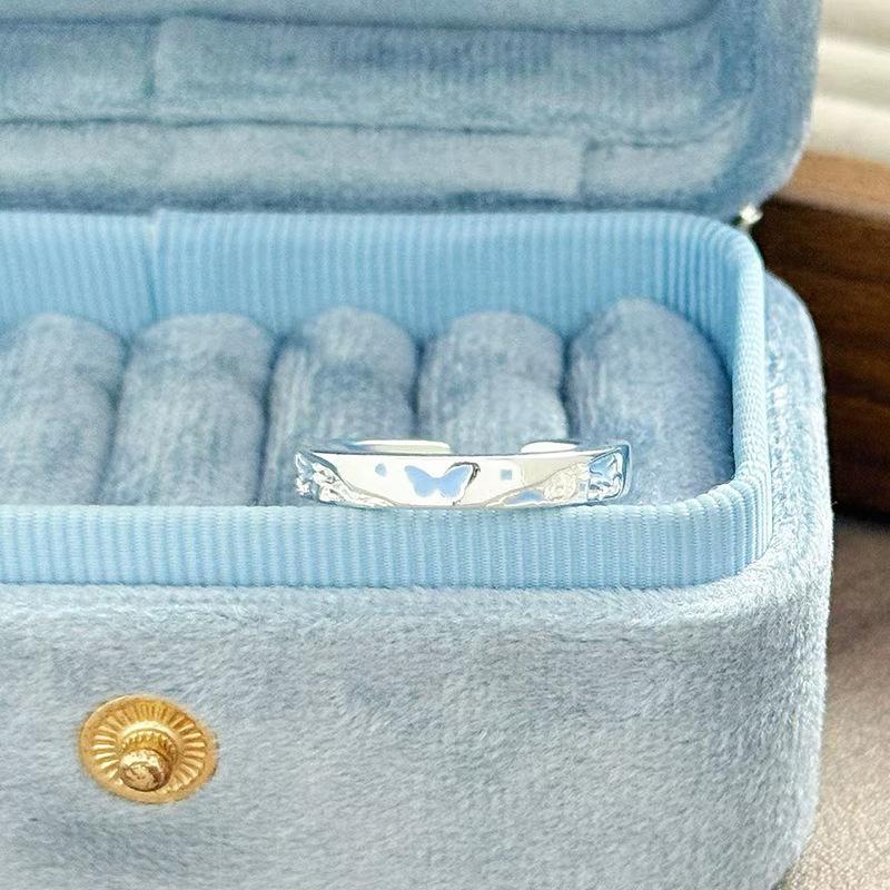 Epoxy Enamel Snowflake Butterfly Simple Opening Ring Irregular Niche Design High-End Simple Girlfriend Ring