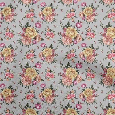 Cotton Flex Gray Fabric Florals Sewing Craft Projects Fabric Prints By Yard 40 Inch