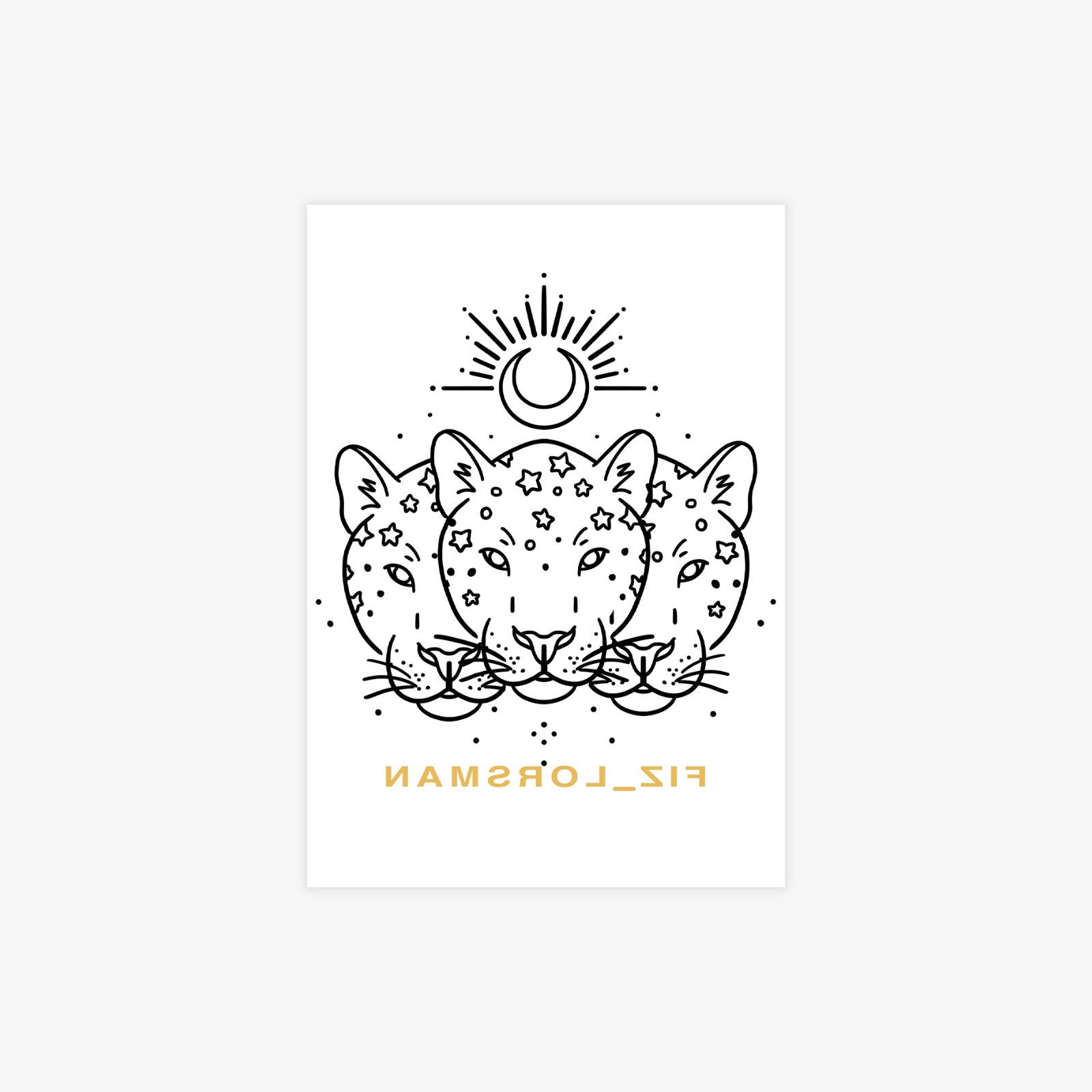 

Tattoo Sticker Domineering Personality Waterproof Lasting Men And Women Arm Waist Belly Moon Leopard Head Tattoo Sticker 7*10