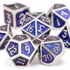7 Pcs Silver Blue Standard Metal Dice Solid Metal Polyhedral Dice Set Suitable for Role-Playing RPG  Board Game Card Game