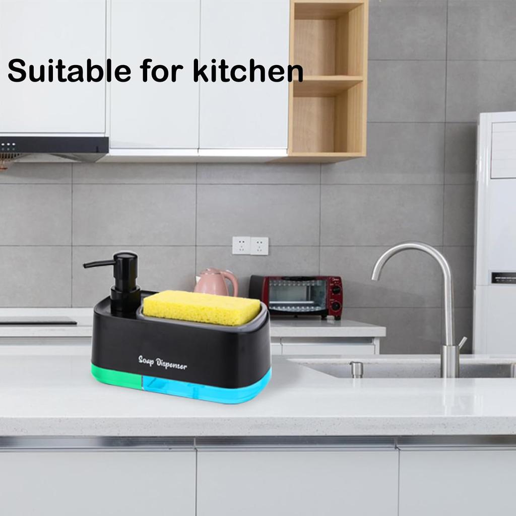 Hand- und Spülmittelspender-Set Spülmittelspender Schwammhalter 2-in-1 Arbeitsplatten-Seifenpumpenspender für Spülbecken