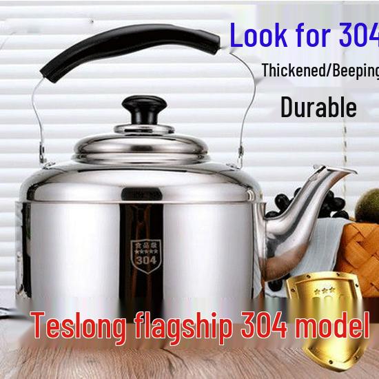 304 Stainless Steel Large Capacity Whistling Kettle for Gas, Open Flame & Induction Stoves.
