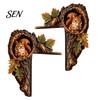Saisonale Innendekoration 2 Stück Baumhöhle und Tier Holztür-Topper, Rustikaler Waldstil Dekorativer Weihnachts-Rahmen-Eckdekor, 2D