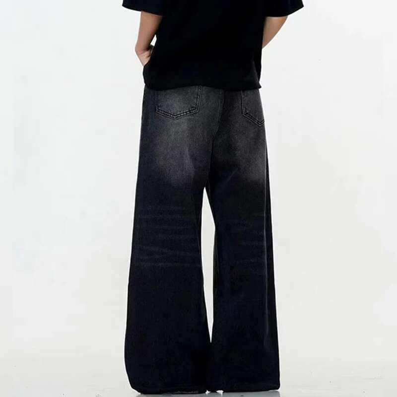 STREETRICH Simple Men's Denim Trousers Solid Color Washing American Style Casual Pants Straight Leg Baggy Male Jeans