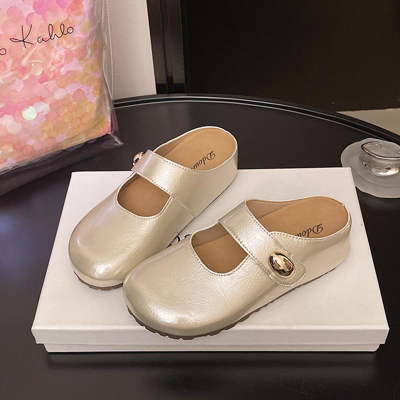 Fashion Versatile Inner Height Increase Temperament Bag Head Half Slippers Women's Summer New Outer Wear Casual Women's Shoes