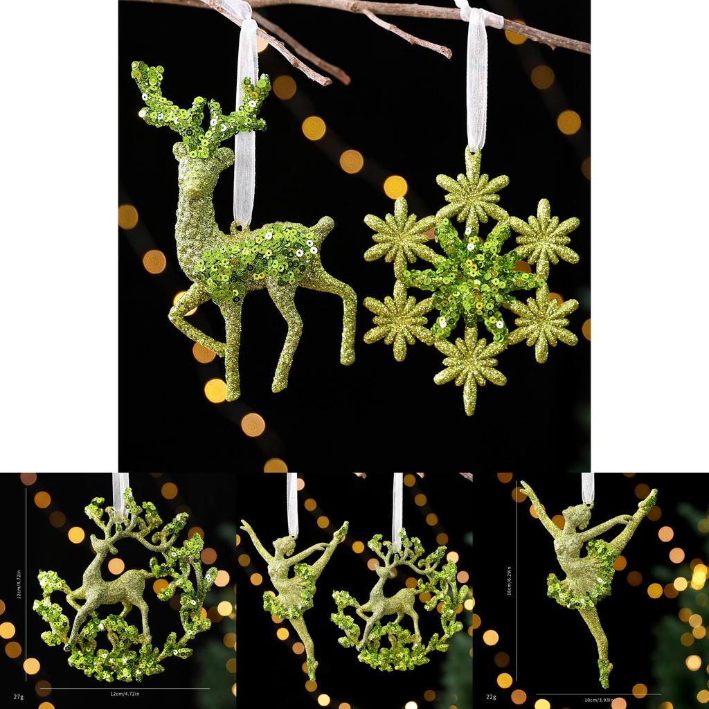 Christmas Tree Scene Decor With Glitter Snowflake Ornaments And Acrylic Material For Holiday Celebrations