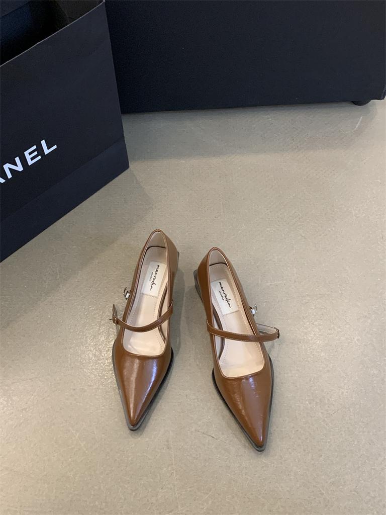 Retro-Stil Dicke Absätze Frühling und Herbst Damen Mary Jane Schuhe Mode Flach Spitzzehen Damen Komfort Büro Pumps Schuhe