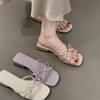 Gentle Fairy Cool Slippers 2025 New French Sweet Elegant Bow Open Toe Word with Temperament Sandals