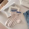 25 Summer Socks Women'S Mesh Thin Medium Tube Cotton Socks Striped Bear Embroidered Stacking Socks Trendy Women'S Socks
