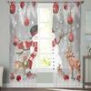 Christmas Snowman Deer Sheer Curtains for Living Room Decoration Window Curtains Kitchen Tulle Voile Curtains