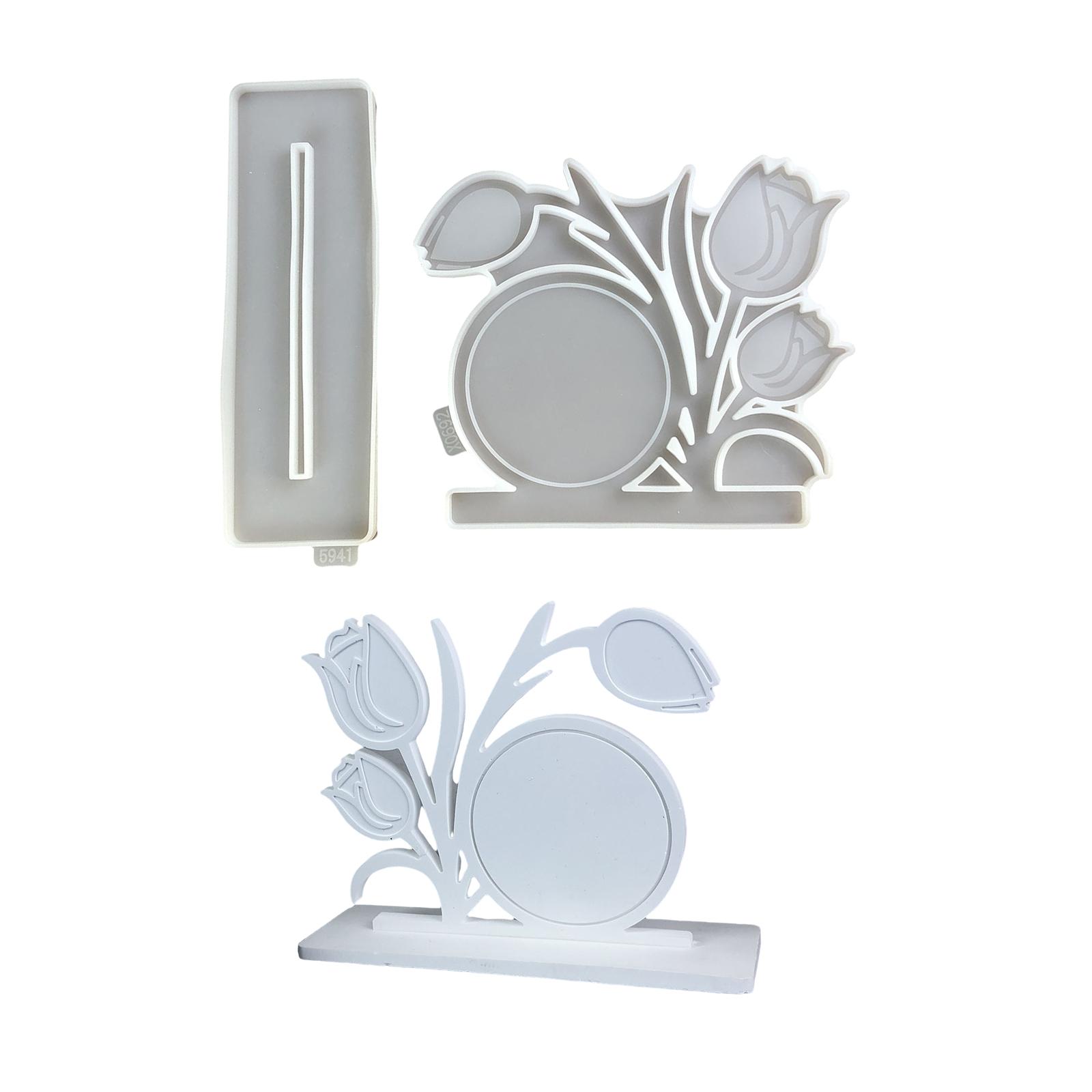 

Формы для фоторамок из эпоксидной смолы в форме цветка с маленькой подвеской для креативных настольных украшений и книжных подставок