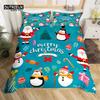 Christmas Duvet Cover Cartoon Snowman Deer Reindeer Bedding Set Twin Size Microfiber Cute Gingerbread Stocking Comforter Cover