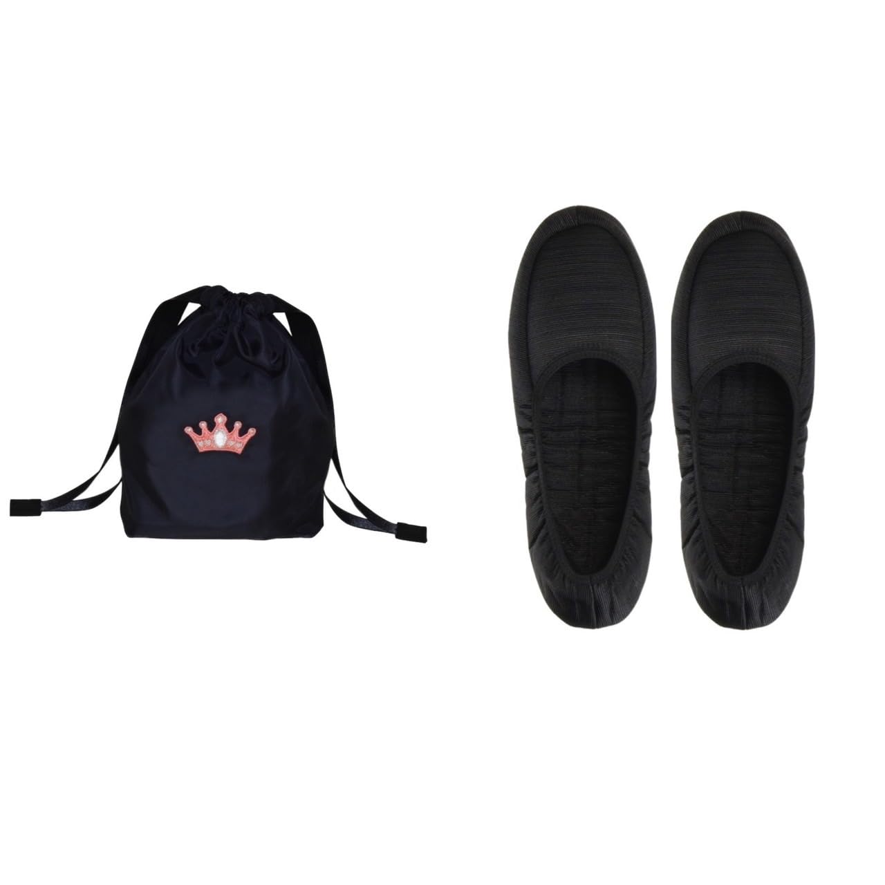 

Angel Smile Royal School Гросгрейн Портативные тапочки Размер LL Вышивка Тиара Темно-синий Мешочек на кулиске Набор из 2 штук (Сплошной черный) & (Маленький) (RSL2022001 LL) чёрный