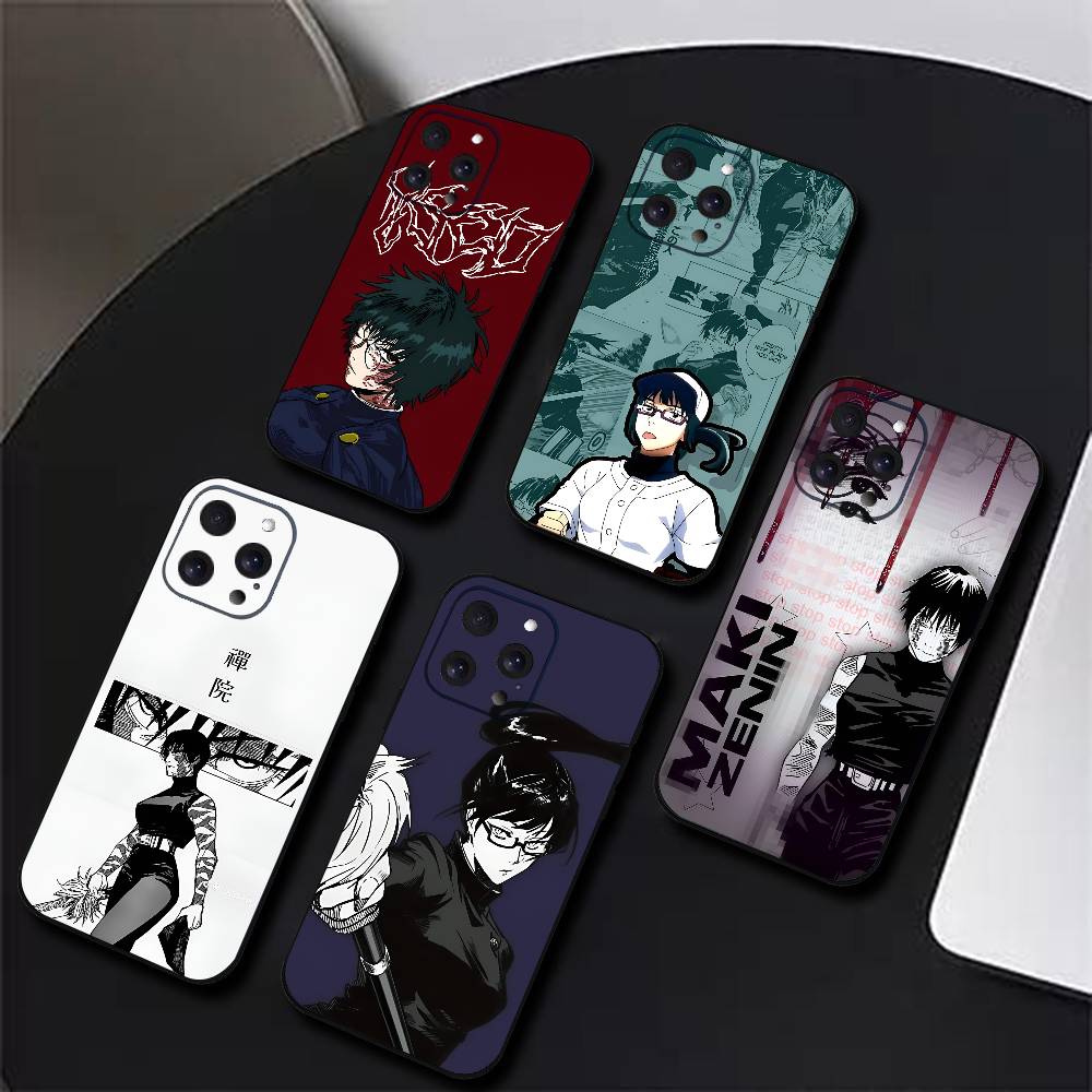 Maki Zenin Jujutsu Kaisen Anime Phone Case Black Silicone Soft Shell For IPhone 17 16 15 14 13 12 11 Air Pro Max Plus Hot Sale