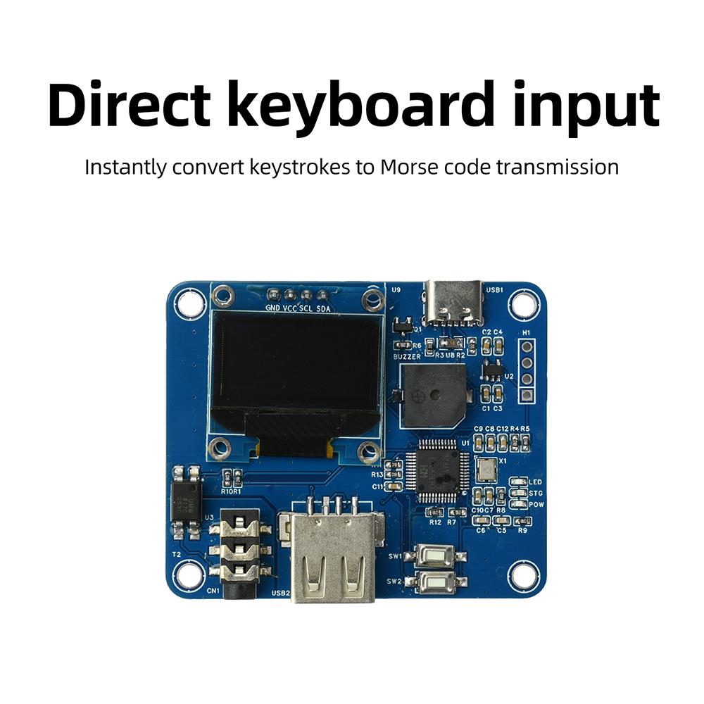 Ham Radio CW Practice Transmit Keyboard Morse Code Electronic Keyer Adjustable WPM Built-in Buzzer for Radio Communication Train