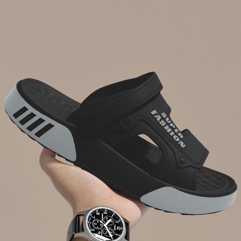 Pantoufles d'été pour hommes EVA Semelle souple Plateforme Sandales à glissière Chaussures de marche Intérieur Extérieur Plage Tongs Chaussures d'intérieur pour hommes