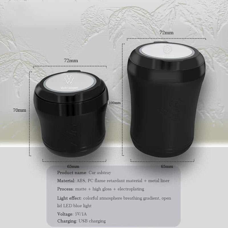 2026 Hot For VW VOLKSWAGEN Luminous Car Ashtray With Led Colorful Atmosphere Light For VW Logo Volkswagen GTI Golf 6 7 8 Polo VW