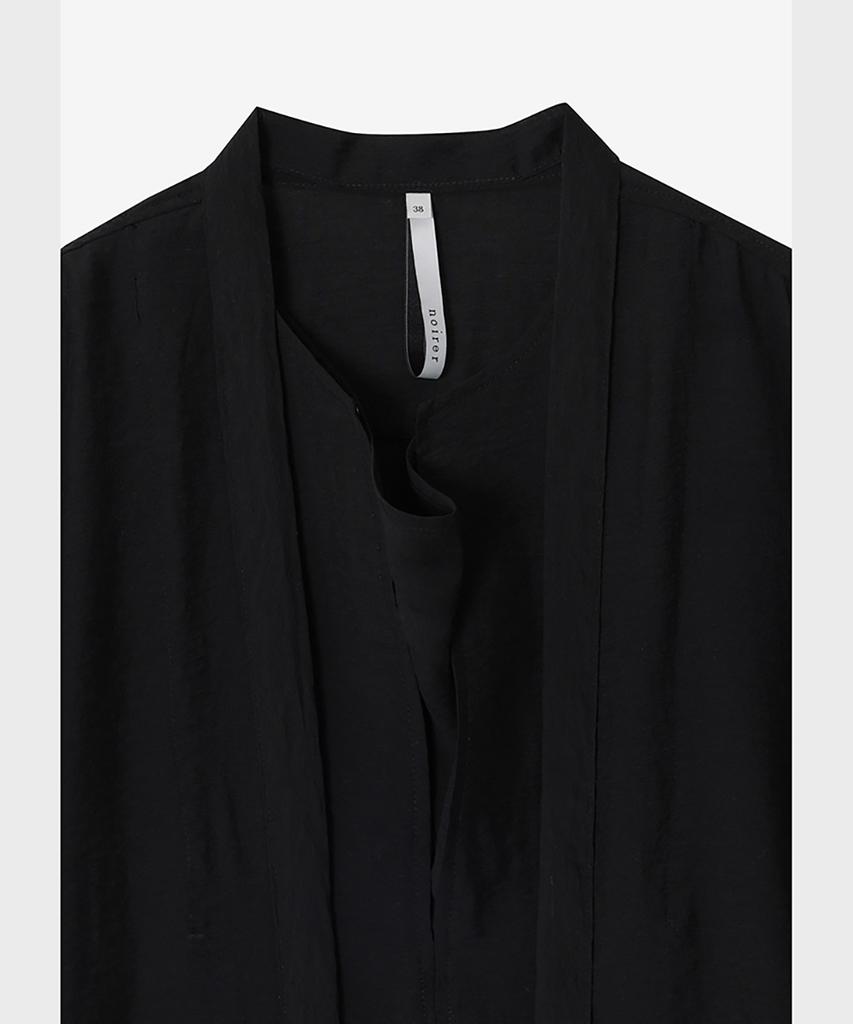 NOIRER FOR WOMAN Silk Draped Scarf Blouse (Black)