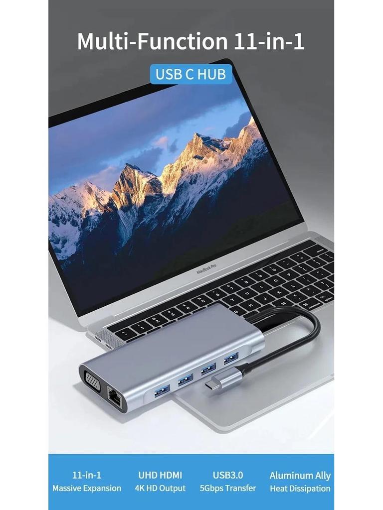 11-in-1 Multi-Function Type-C Expansion Dock for Mobile Phones, Tablets, and Game Consoles