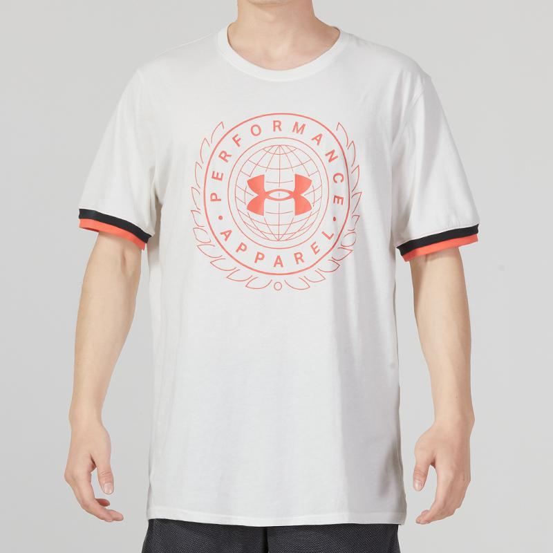 Under Armour Vintage Logo Print Crew Neck T-Shirt Men Tops White 1361665-112