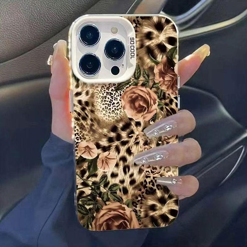 

Leopard Print Floral Case for iPhone 15 Pro Max/14 Pro/13/17 Pro iPhone 13 Pro Max