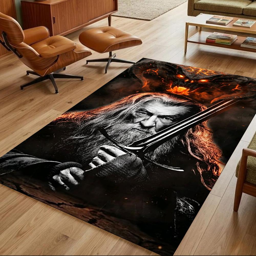 Lord Rings Area Rug Suitable for Entryway Balcony Dormitory Playrooms Anti-slip Rug Anime Office Decor Spiritual Gift