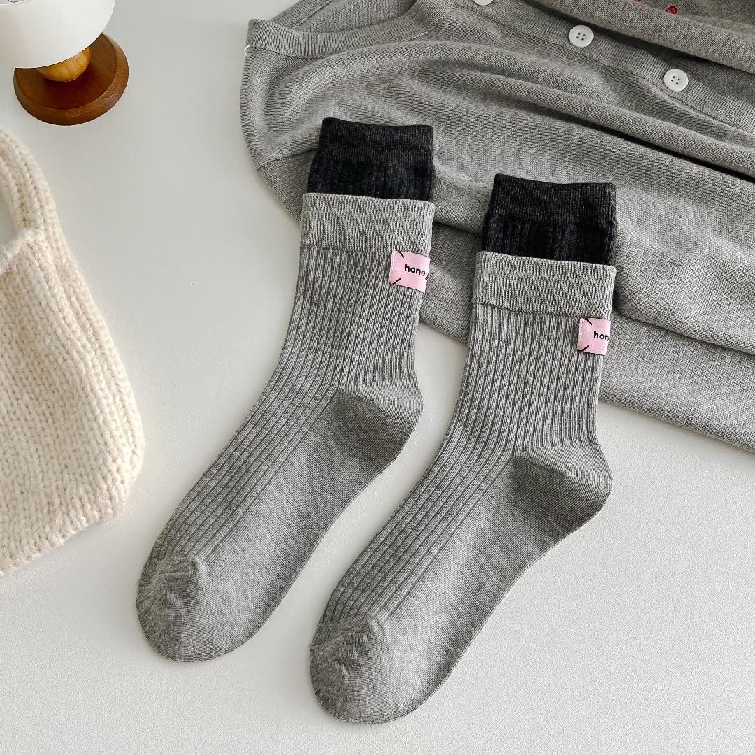 

Трендовые женские носки Ankara Red Double Mouth Heel Cloth Label Женские хлопковые носки со средним ворсом One Size